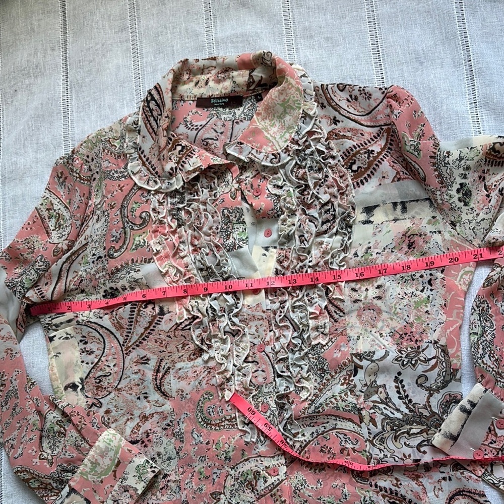 Belissimo Pastel Ruffled Button Down Blouse - Picture 10 of 12